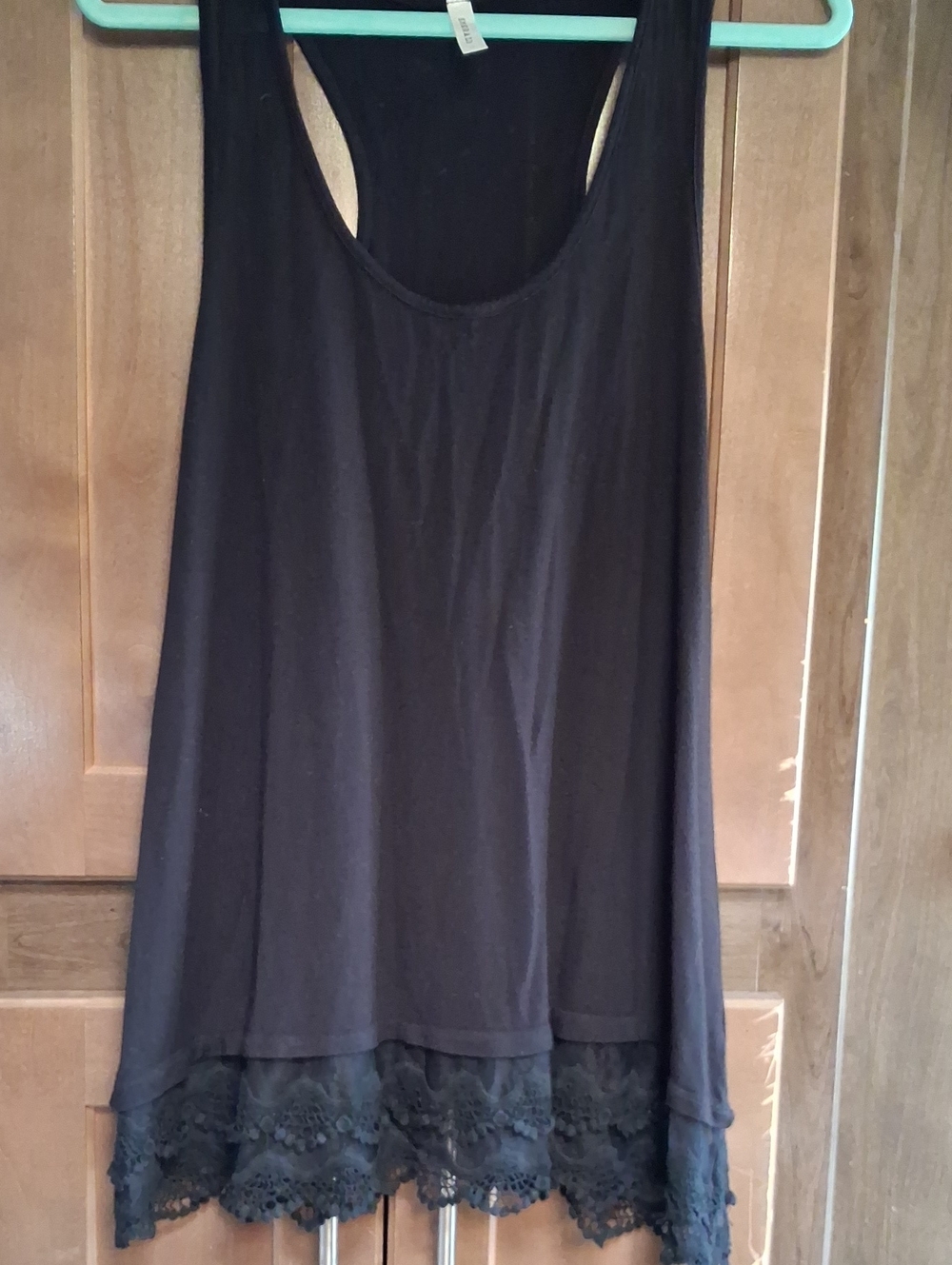 Emerald Black Lace-Hem Racerback Tank